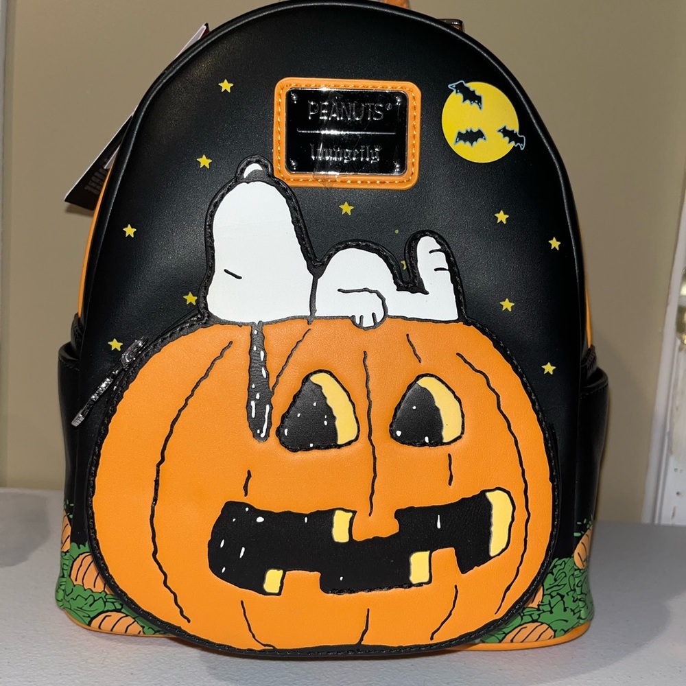 Loungefly Black and Orange Snoopy Halloween Backpack